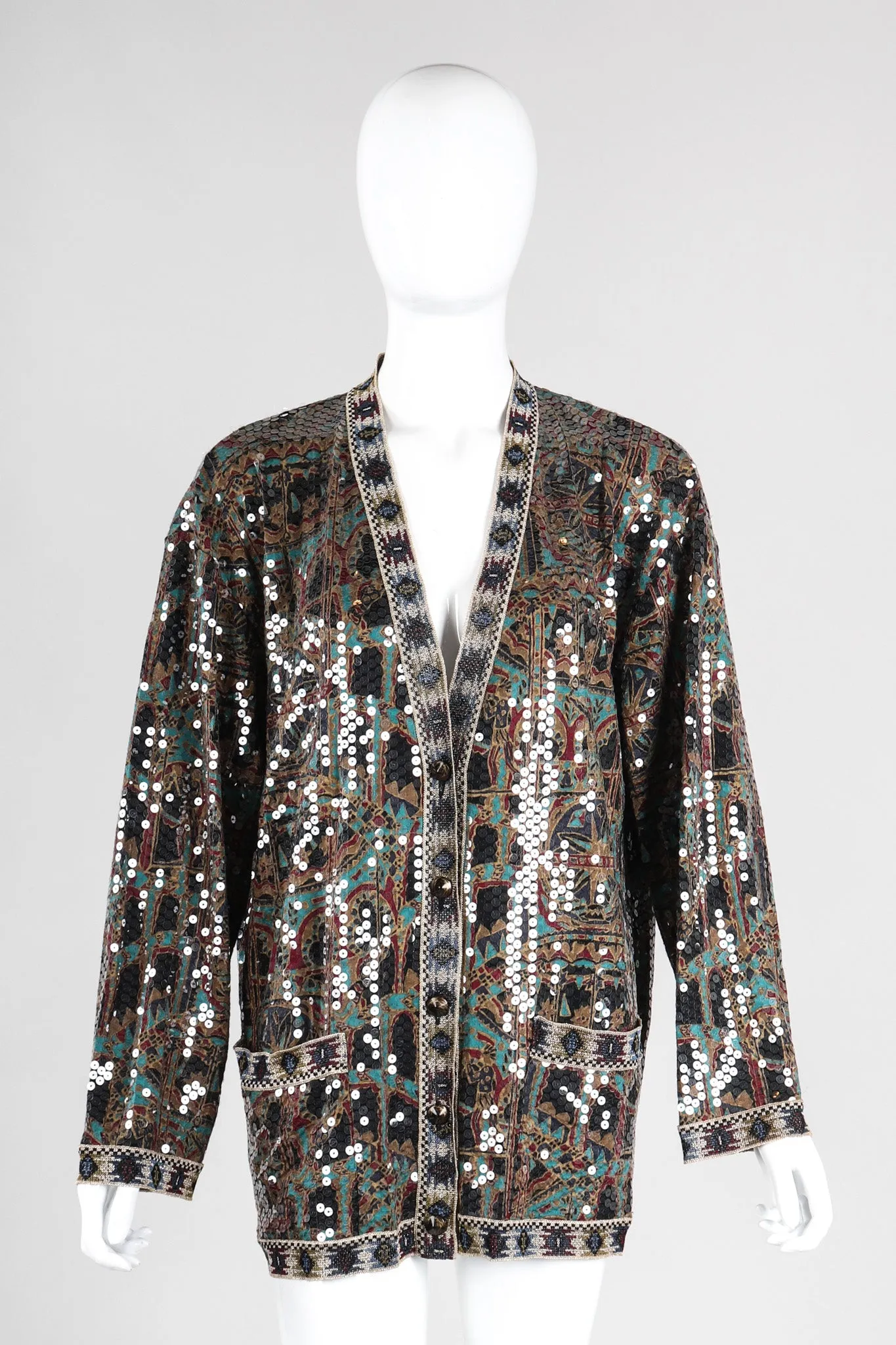 Moroccan Print Sequin Silk Leisure Set