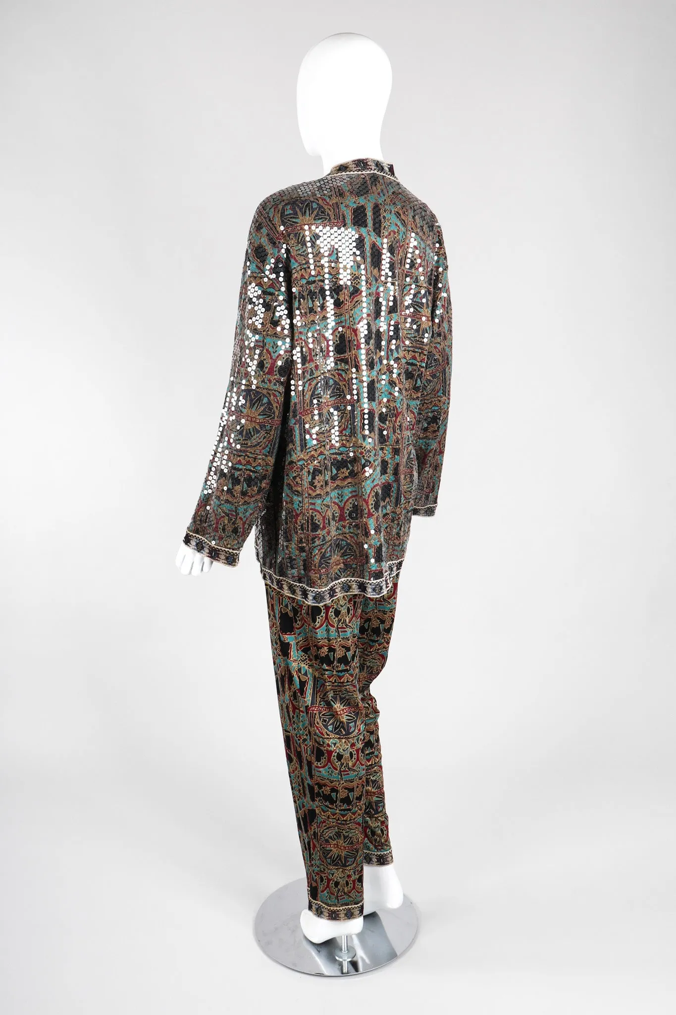 Moroccan Print Sequin Silk Leisure Set