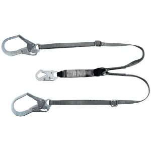 MSA 10190400 V-Series 6' Twin-Leg Adjustable Energy Absorbing Lanyard Large Snaphooks