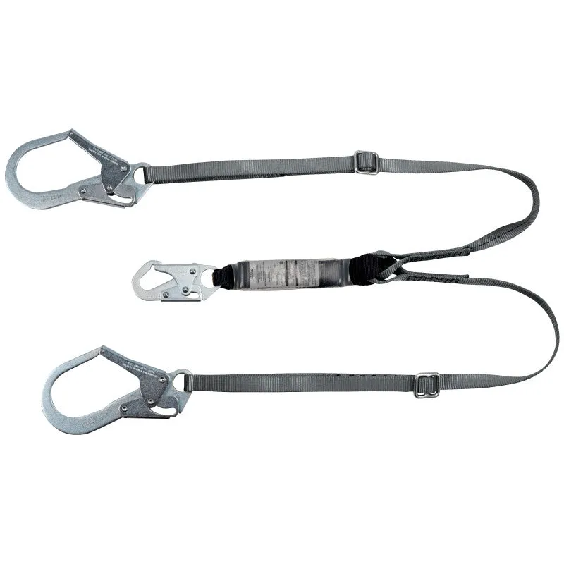 MSA 10190400 V-Series 6' Twin-Leg Adjustable Energy Absorbing Lanyard Large Snaphooks