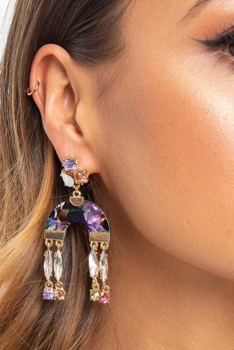 Multi Resin Embellished Gem Earrings - Tristina