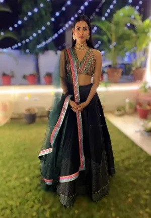 Multi Stripe Blouse Lehenga Set