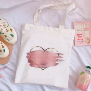 My Heart White Canvas Bag A