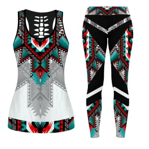 Native American Girl 02 - Set Back Hollow Tank Top & Legging