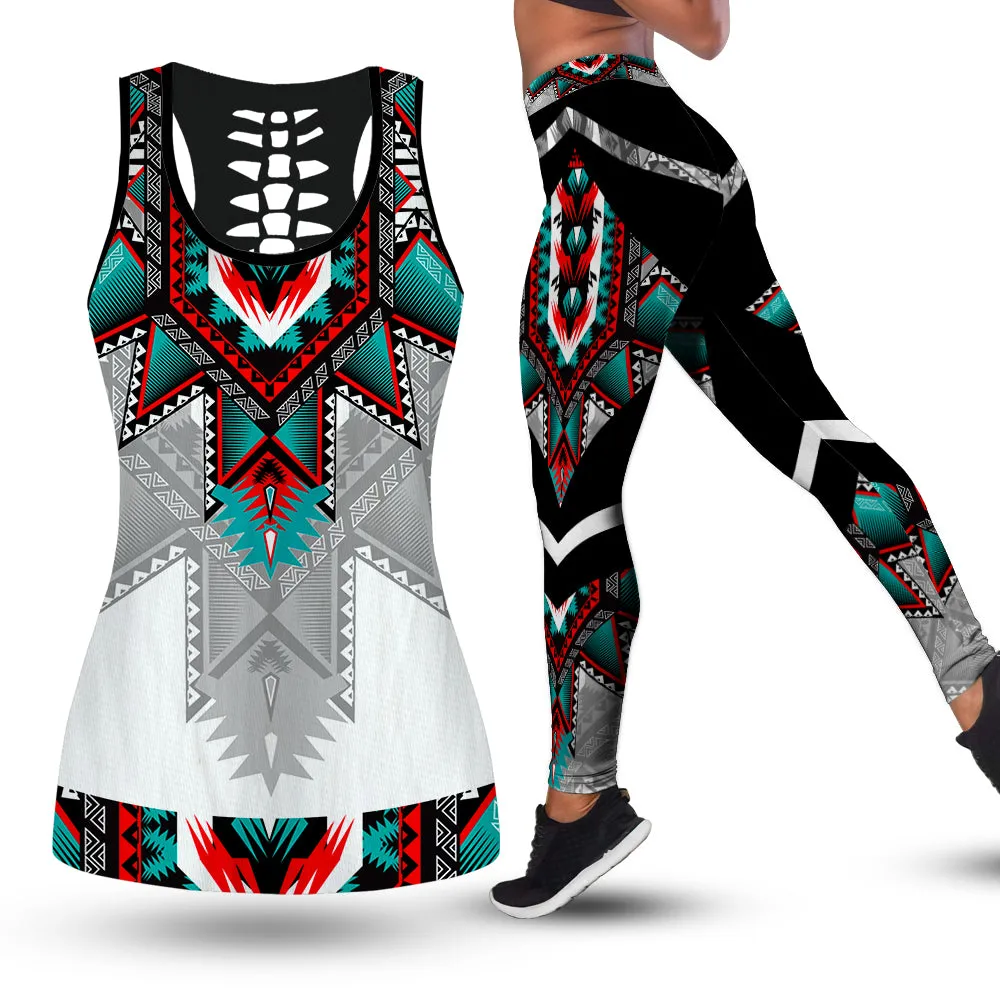 Native American Girl 02 - Set Back Hollow Tank Top & Legging