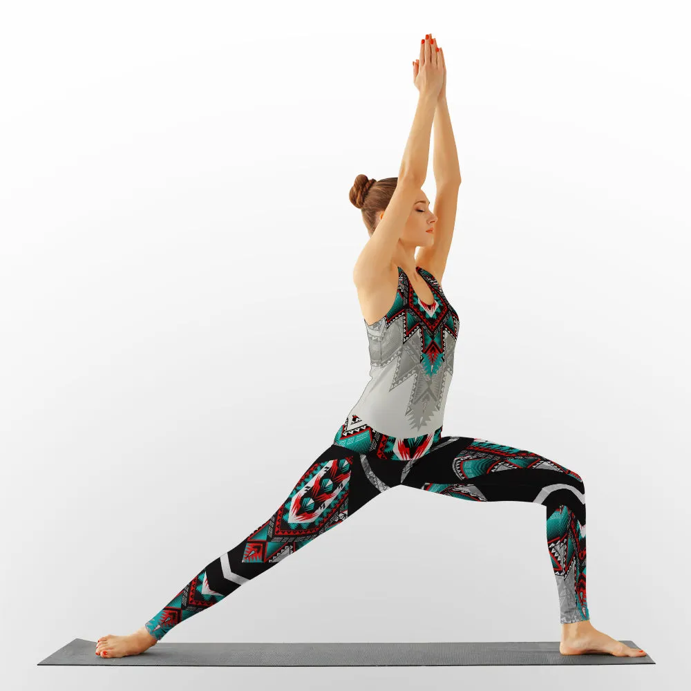 Native American Girl 02 - Set Back Hollow Tank Top & Legging