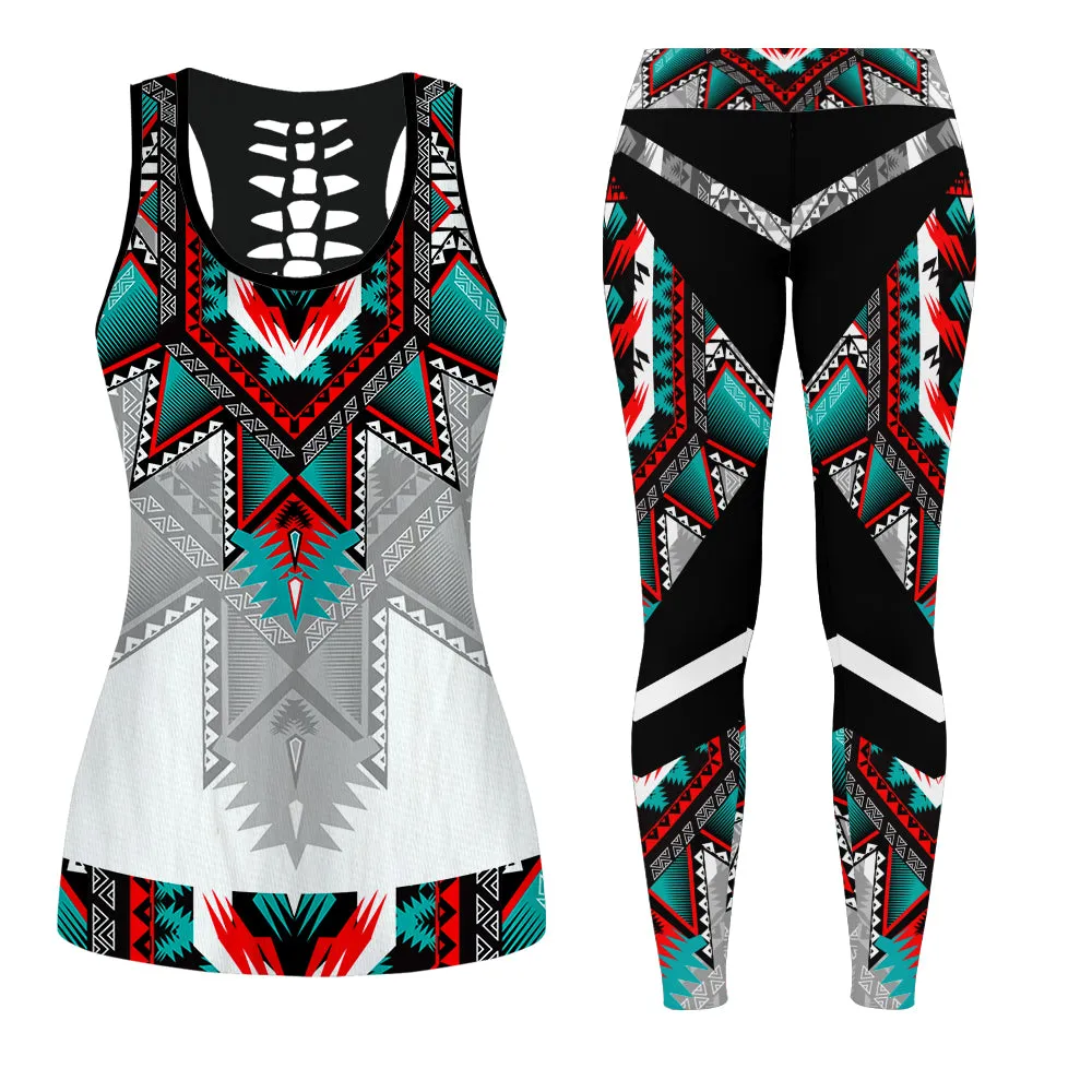 Native American Girl 02 - Set Back Hollow Tank Top & Legging