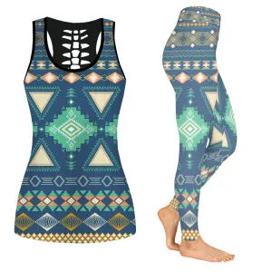 Native American Girl - Set Back Hollow Tank Top & Legging