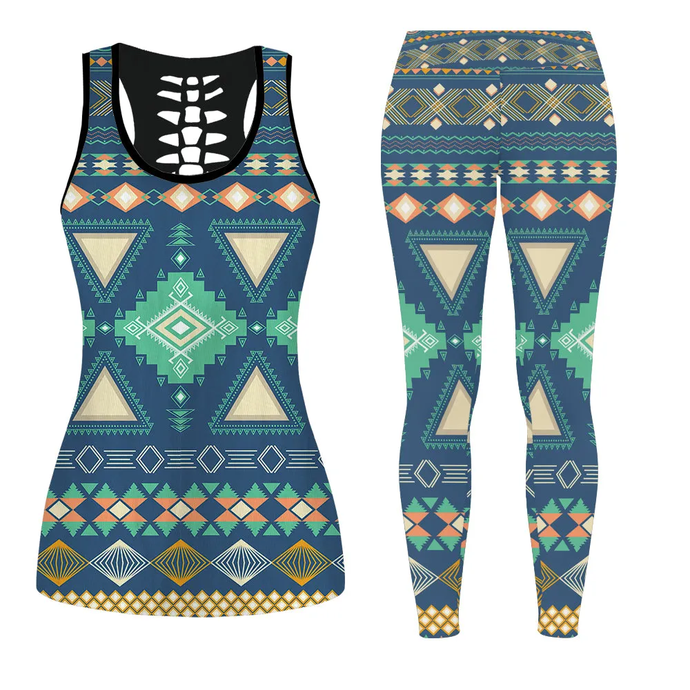 Native American Girl - Set Back Hollow Tank Top & Legging