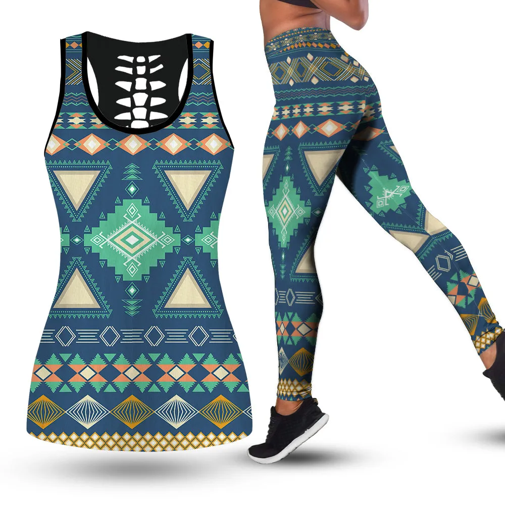 Native American Girl - Set Back Hollow Tank Top & Legging