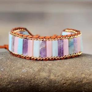 Natural Stones Twisted Gold Bracelet