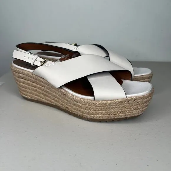 Naturalizer White Leather Oak Espadrille Platform Sandal Size 9