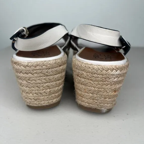 Naturalizer White Leather Oak Espadrille Platform Sandal Size 9