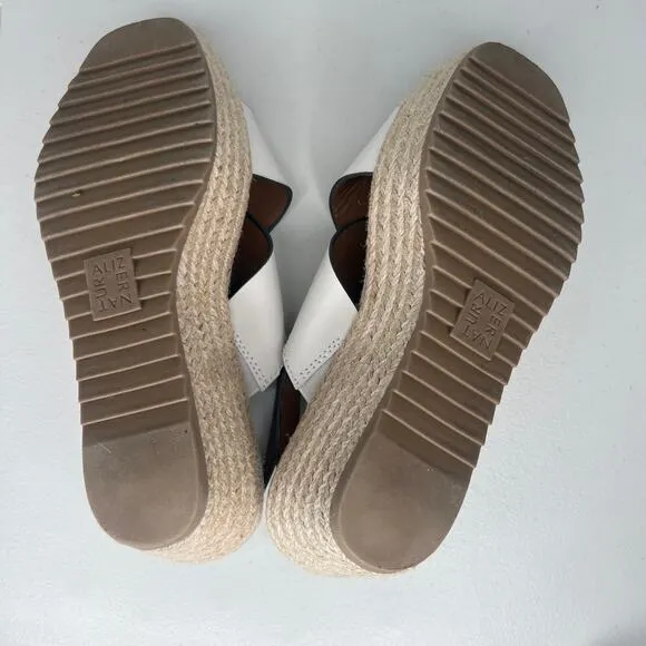 Naturalizer White Leather Oak Espadrille Platform Sandal Size 9