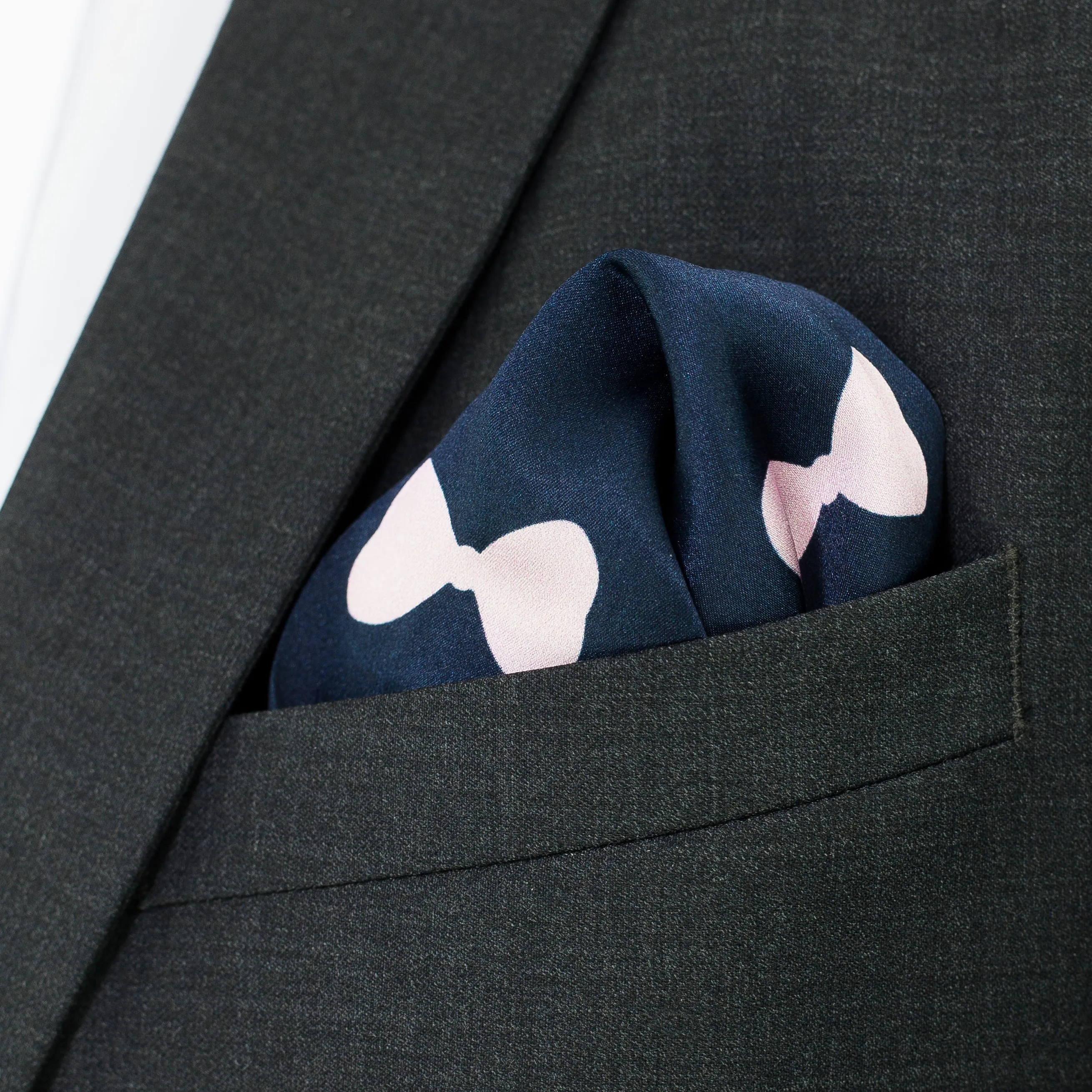 Navy and Pink Silk Pocket Square