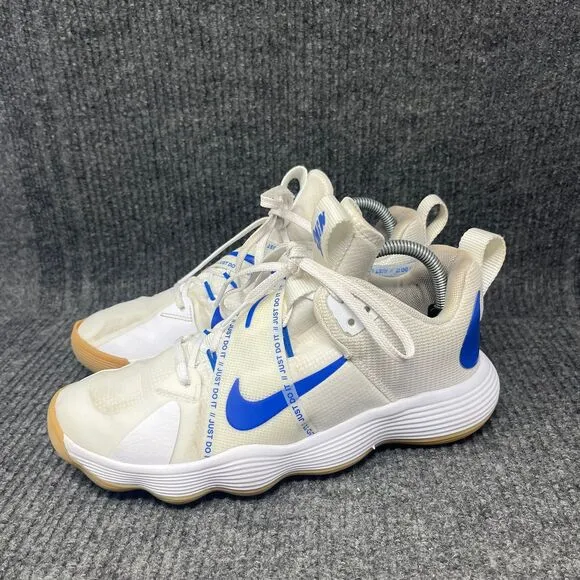 Nike React Hyperset Volleyball Shoes White Royal Blue Mens Size 8.5 / Womens 10