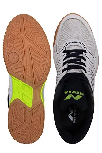Nivia Men's 147NB05 Polyester Gel Verdict Badminton Shoes (Navy Blue, Size 8)