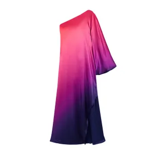 One-Shoulder Ombré Silk-Charmeuse Kaftan
