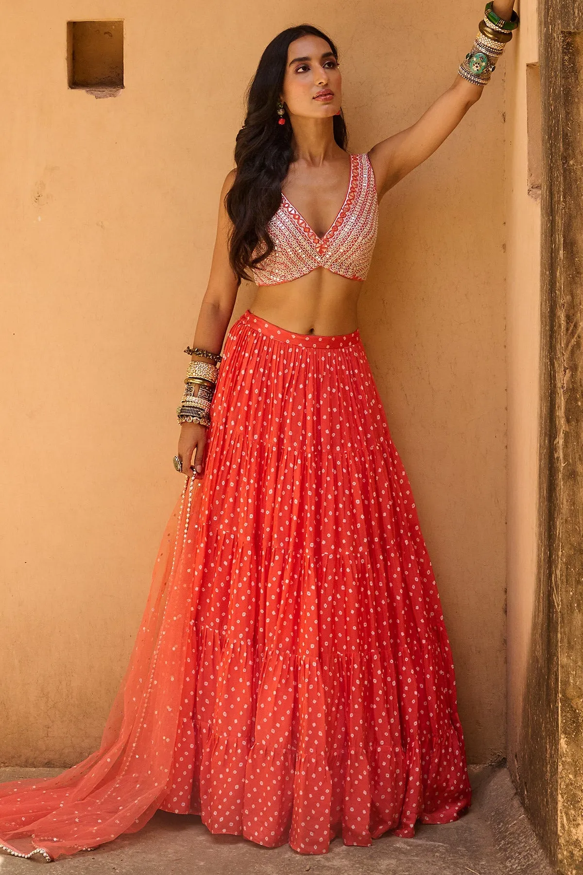 ORANGE BANDHANI SET