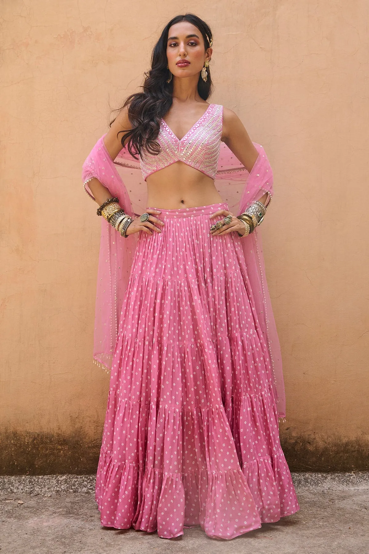 PALE PINK BANDHANI SET
