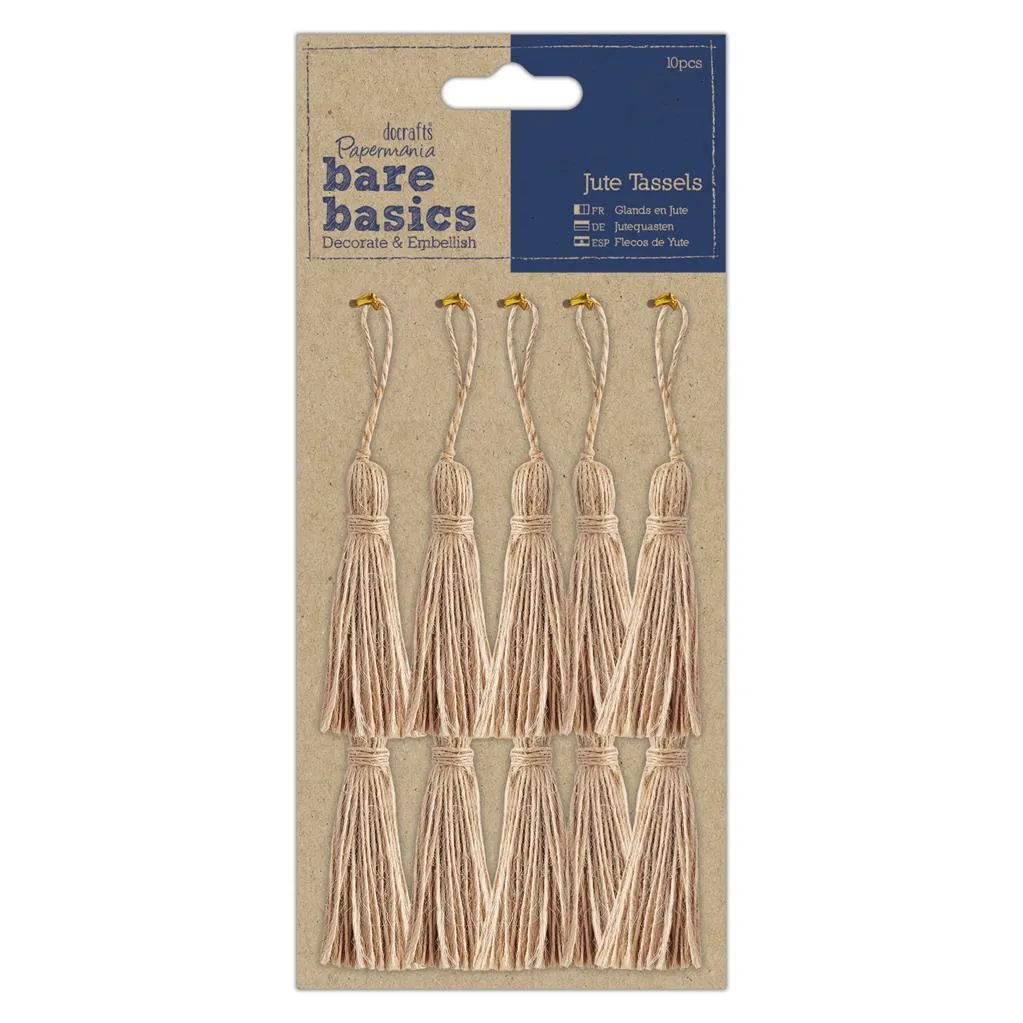 Papermania Bare Basics Jute Tassels Scrapbooking Embellishments Crafts  9cm x 10