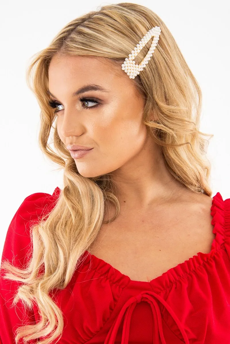 Pearl Embellished Hair Clip - Jule