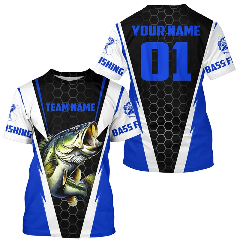 Personalized Bass Fishing sport jerseys, Bass Fishing tournament T-Shirts |Blue IPHW3744