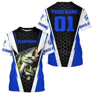 Personalized Bass Fishing sport jerseys, Bass Fishing tournament T-Shirts |Blue IPHW3744