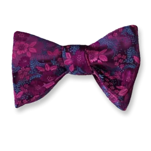 Pink Floral Mens Silk Self tie Bow Tie with Pocket Squares Set