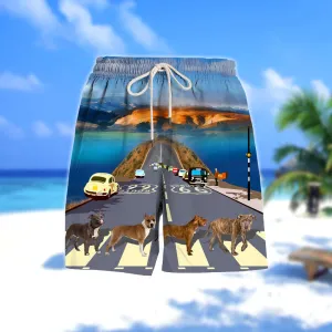 Pitbull Cross the road- Men Hawaii Beach Shorts