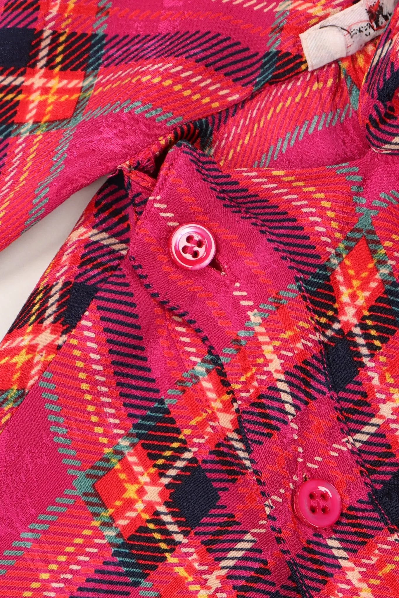 Plaid Silk Bow Blouse