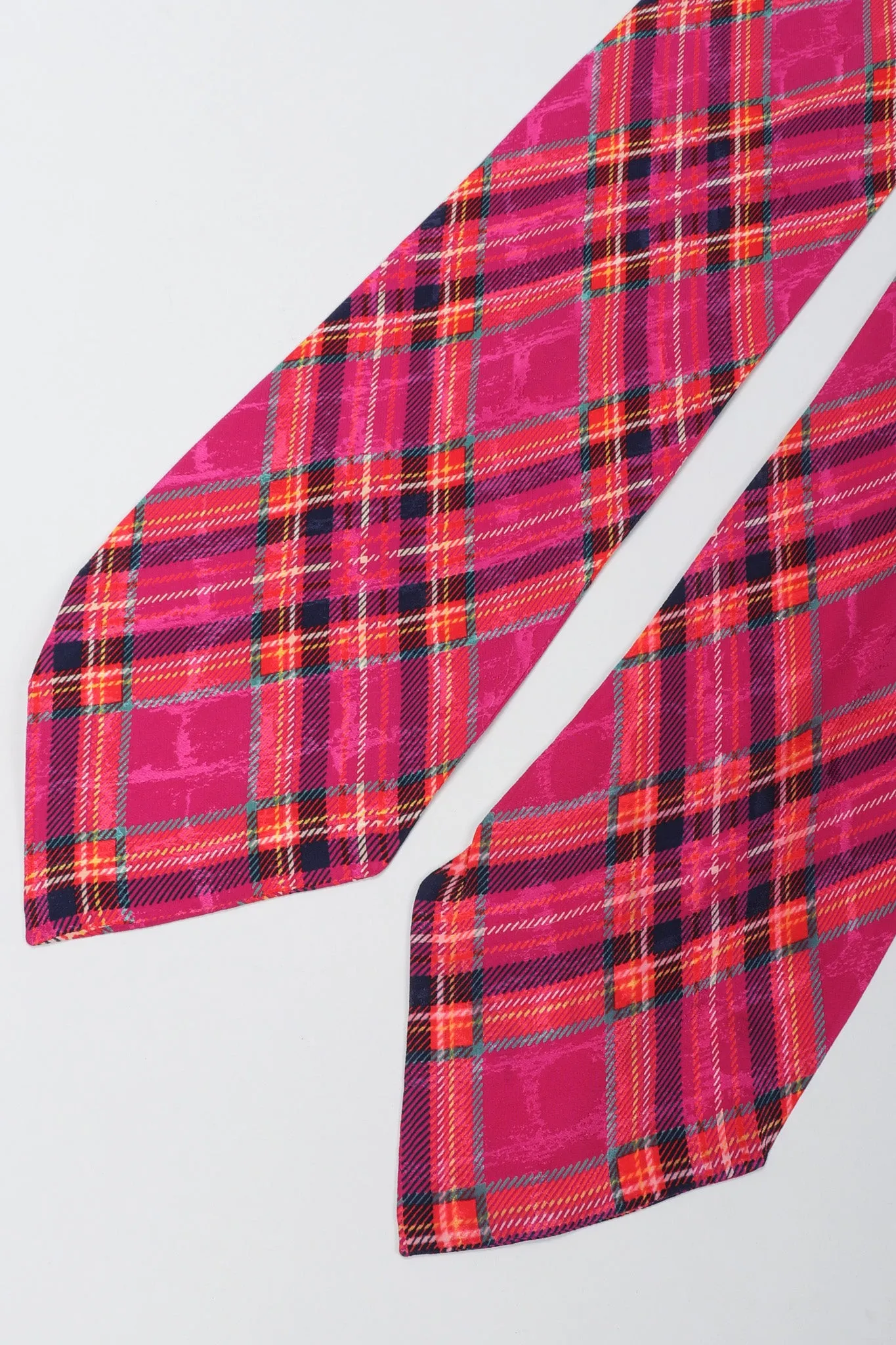 Plaid Silk Bow Blouse