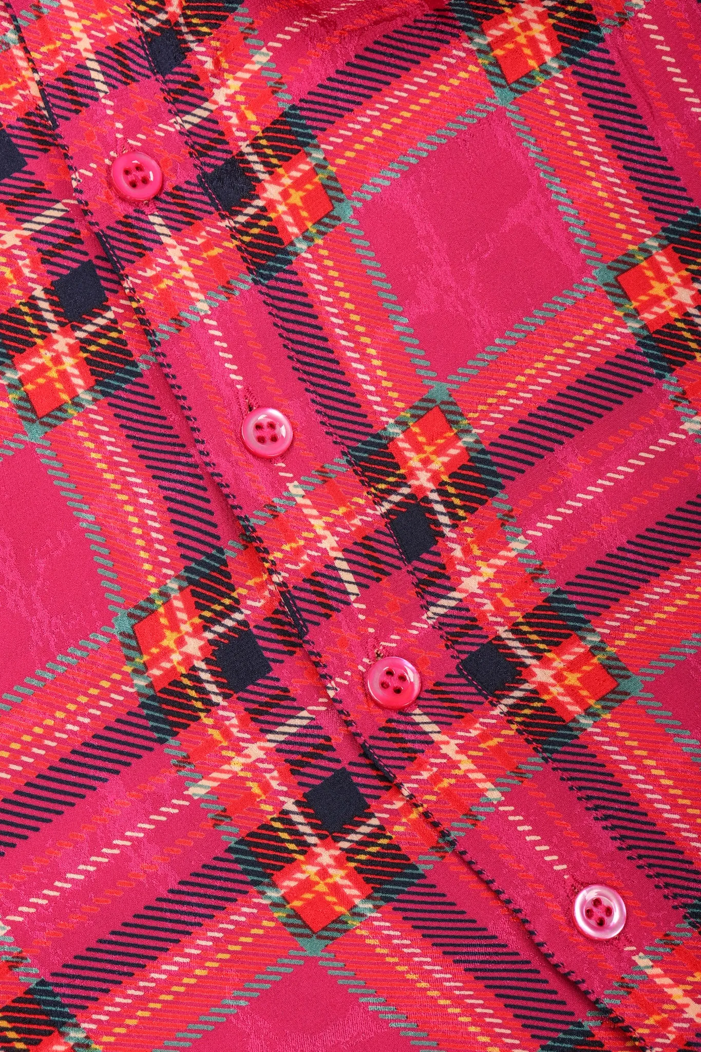 Plaid Silk Bow Blouse