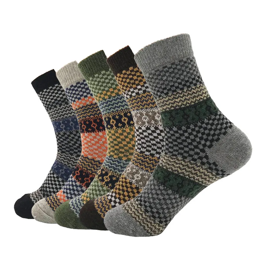 Plain Five Color Mens Colorful Crew Socks - Premium Cotton Fun socks with Soft Elastic - 5 Pack