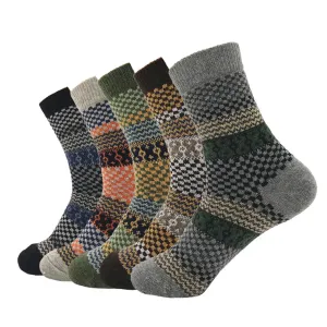 Plain Five Color Mens Colorful Crew Socks - Premium Cotton Fun socks with Soft Elastic - 5 Pack