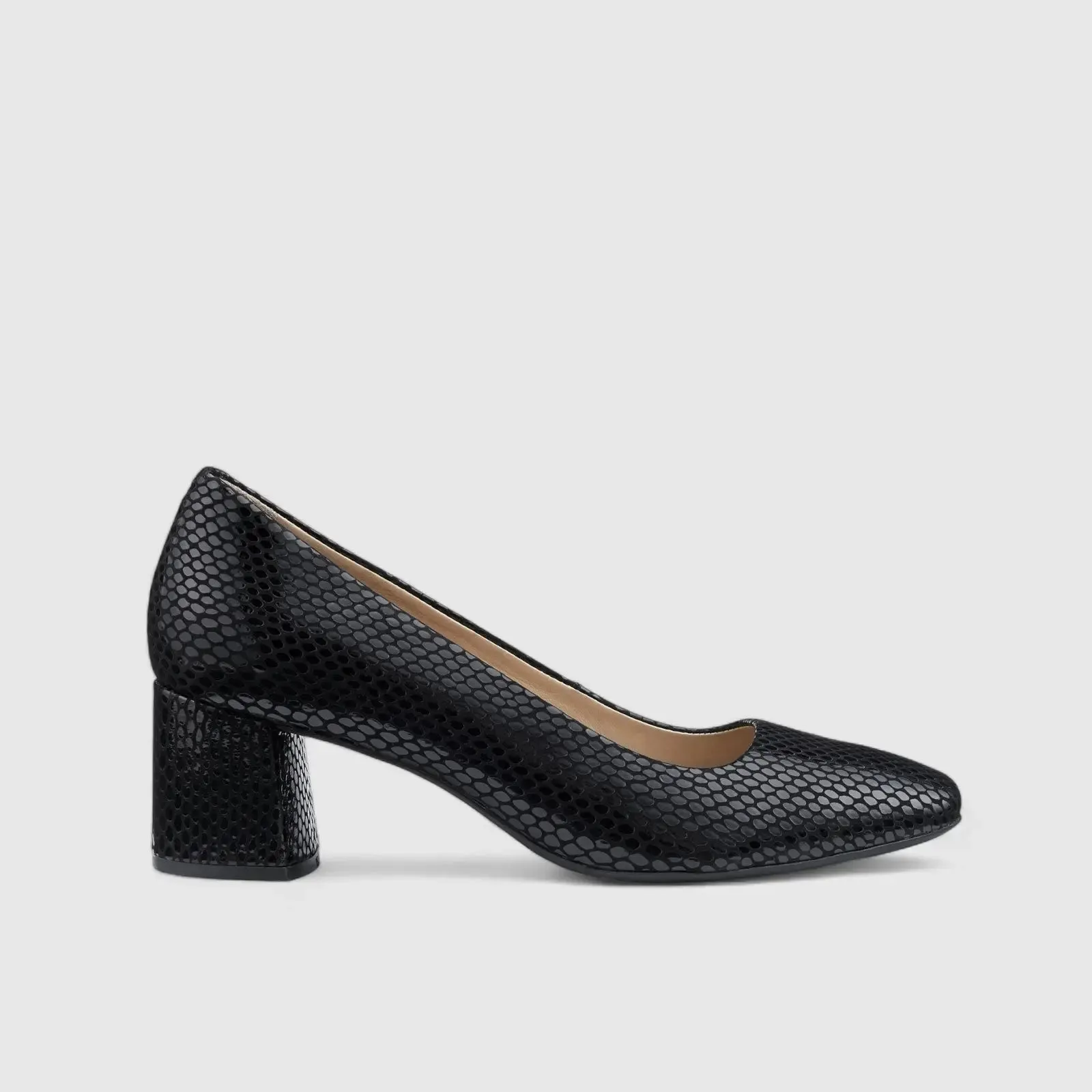 Polka Comfort Heel Court Shoe Black