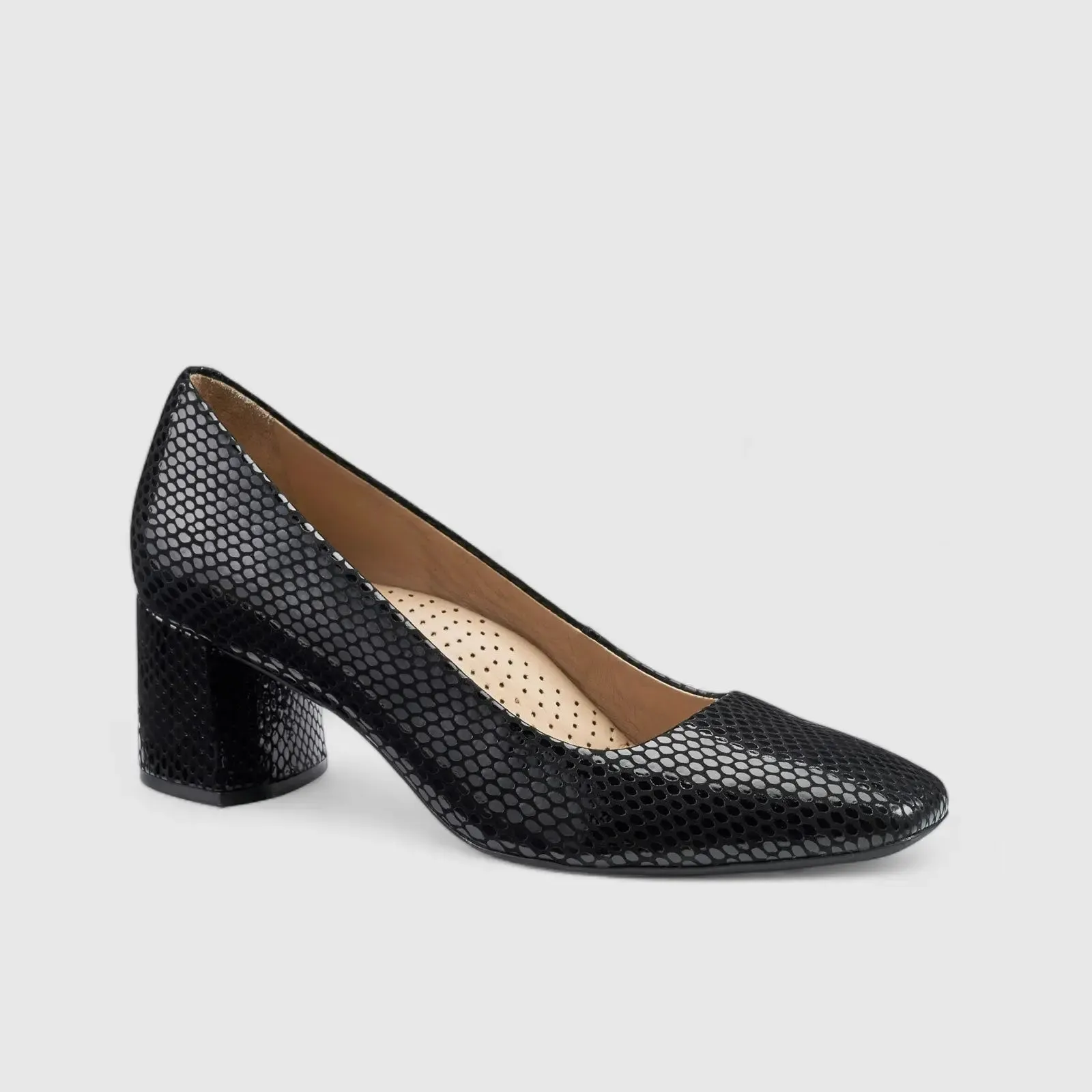 Polka Comfort Heel Court Shoe Black