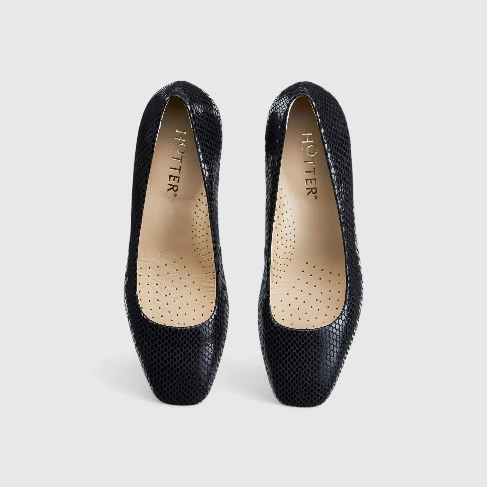 Polka Comfort Heel Court Shoe Black