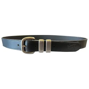 Porter 1.25 Italian Leather Belt Black with Antique Nickle