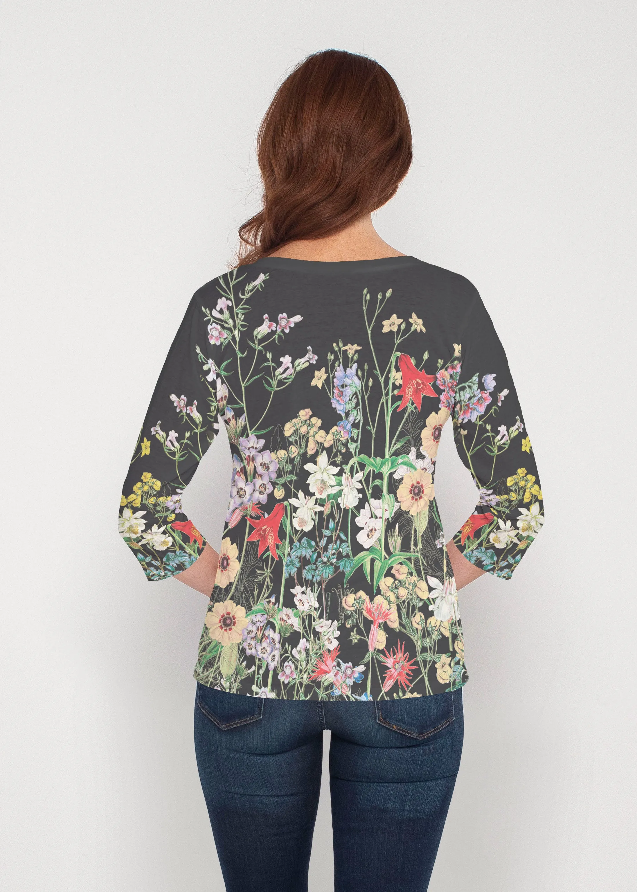 Prairie Black (7971) ~ Signature 3/4 Sleeve V-Neck Top