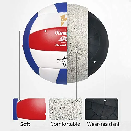 Premium Volleyball - Waterproof Indoor/Outdoor Official Volleyball for Boys/Girls, Gift for Birthday, Xmas Day（Red，Blue，White）