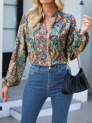 Printed Button-Front Shirt