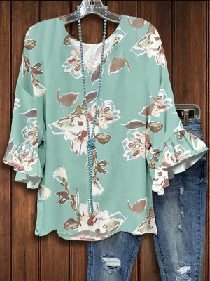 Printed Ruffle Top