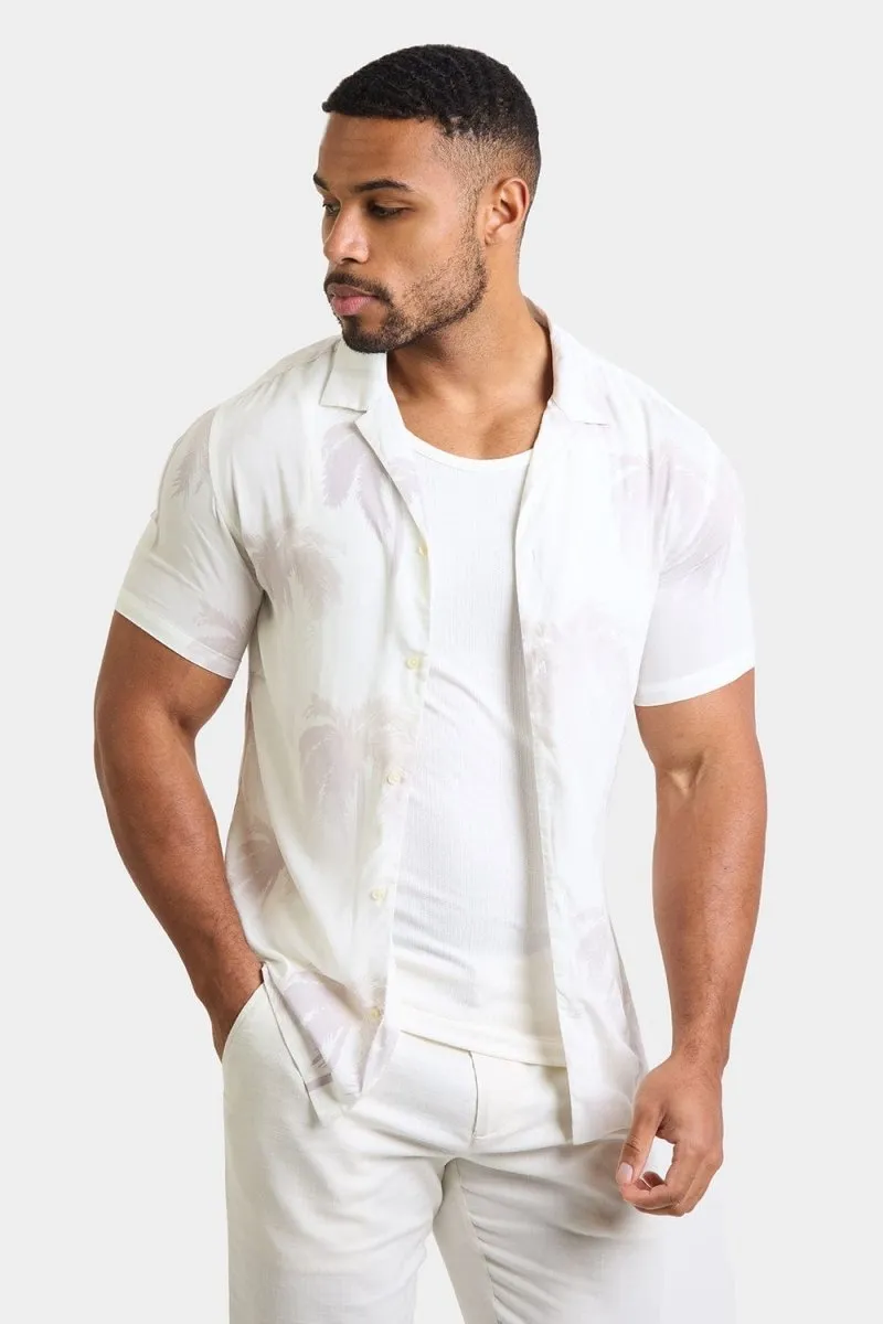 Printed Shirt in Stone Faded Palm