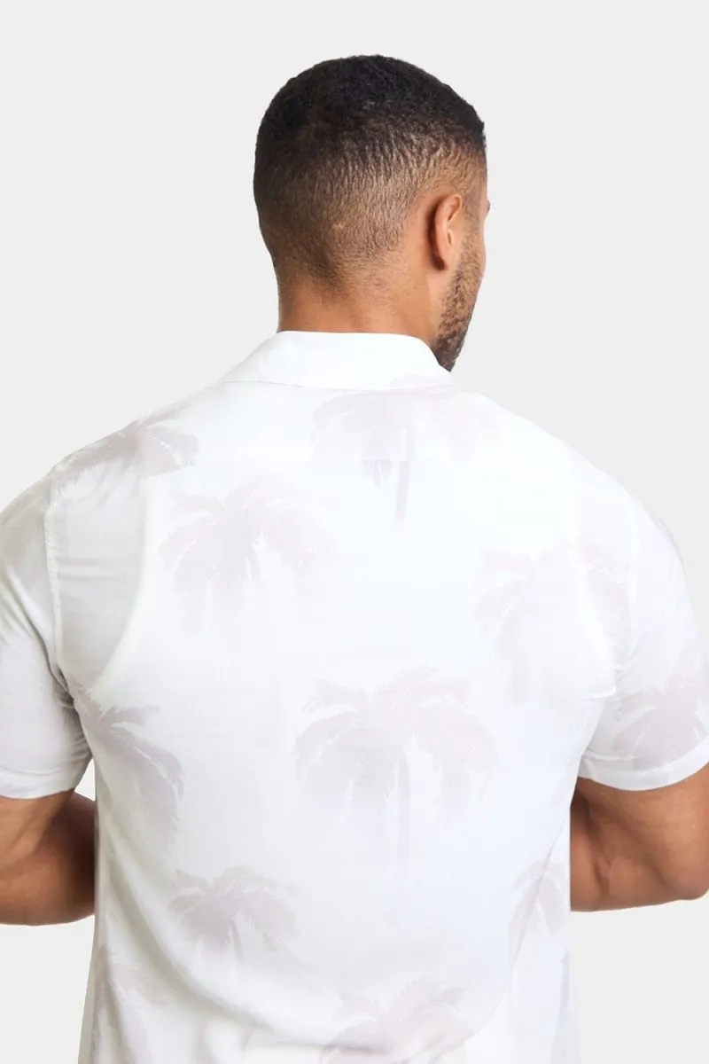 Printed Shirt in Stone Faded Palm