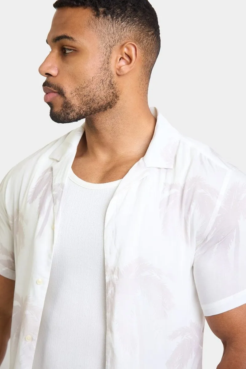 Printed Shirt in Stone Faded Palm