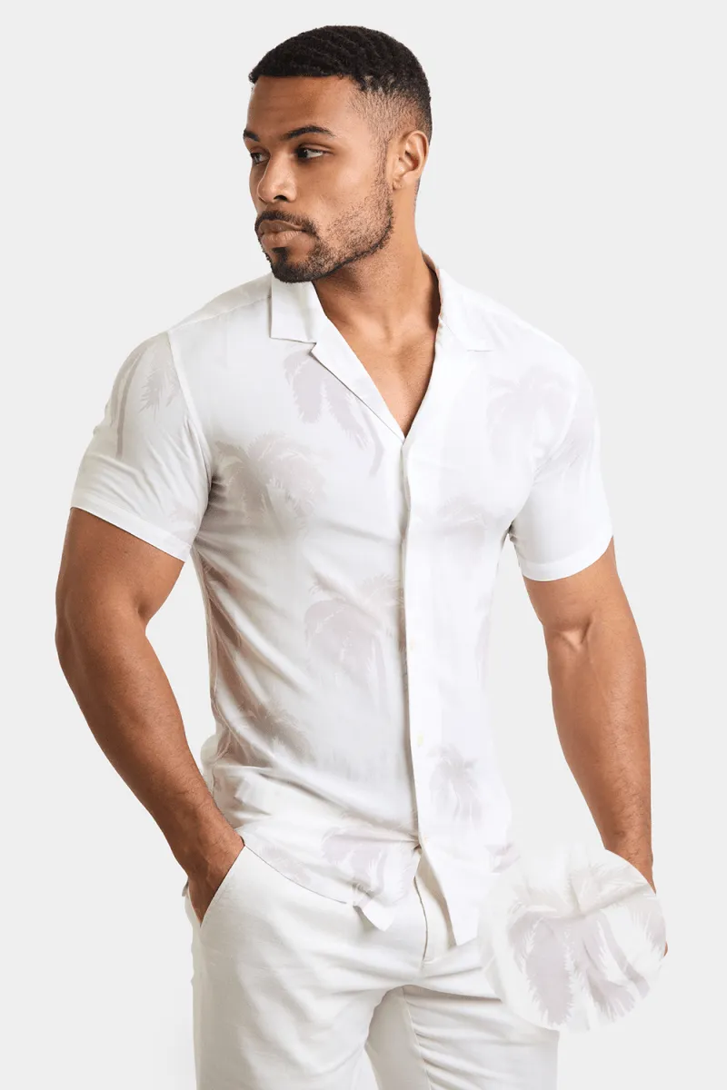 Printed Shirt in Stone Faded Palm