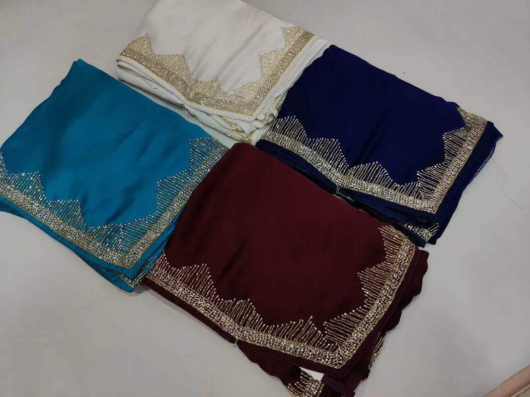 Pure Satin Silk Saree With Handwork