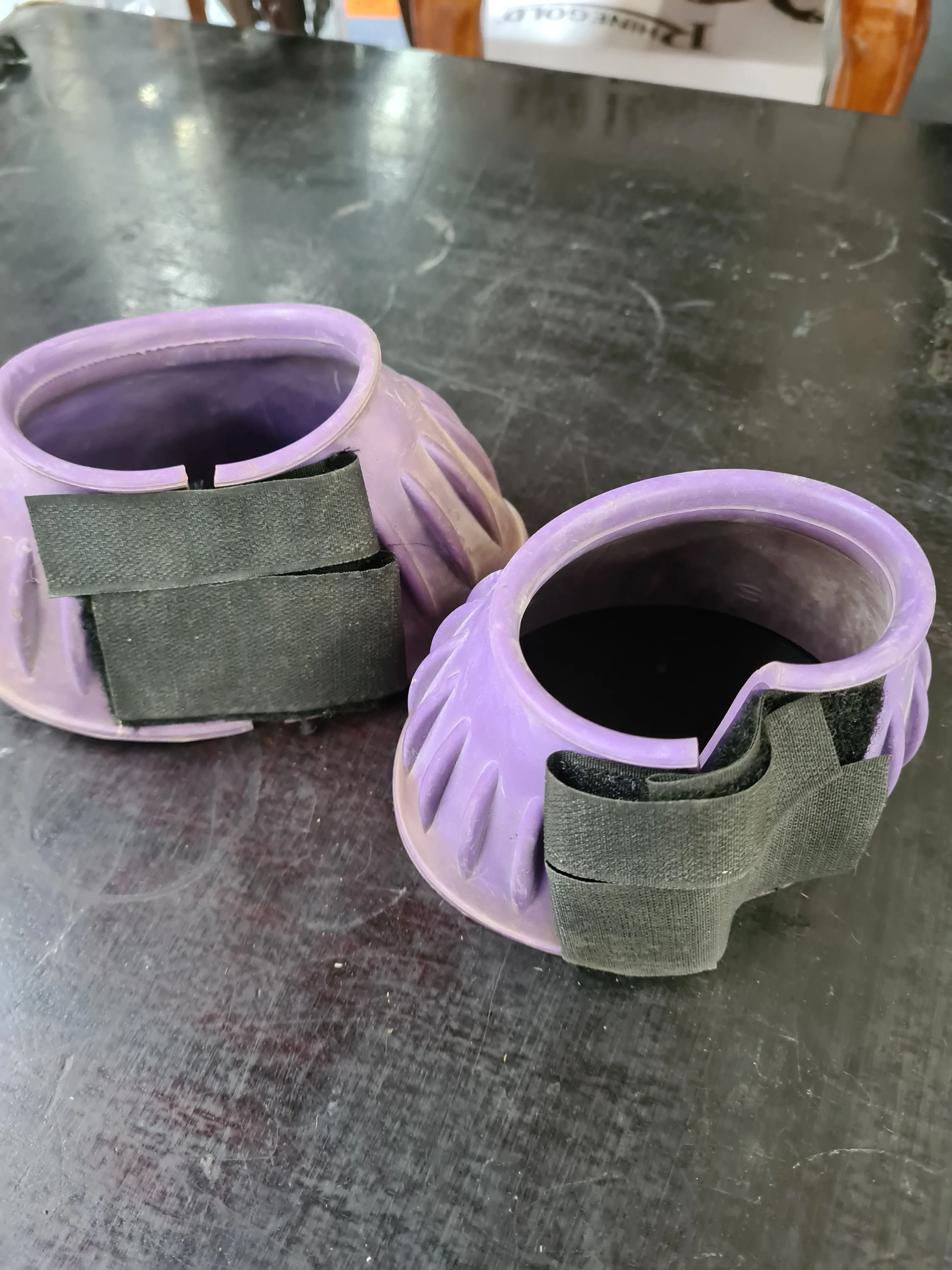 Purple pony size rubber over reach boots