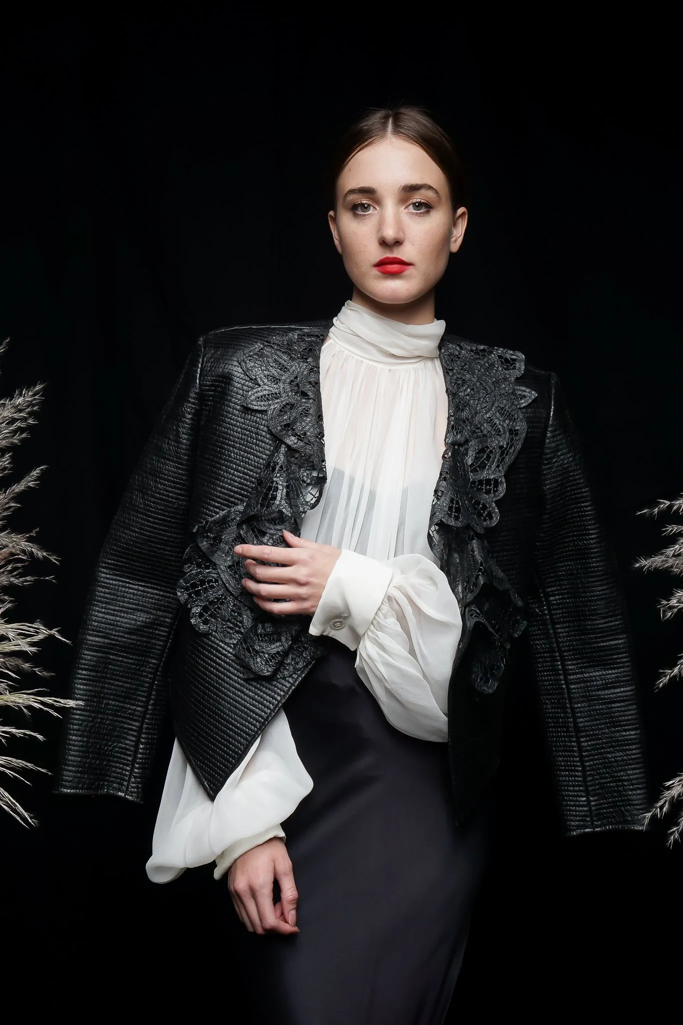 Quilted Leather Lace Jacket